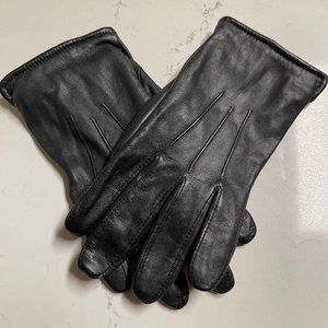 Women's Wilson's Leather Black Leather Gloves Faux Fur Lined Size Medium